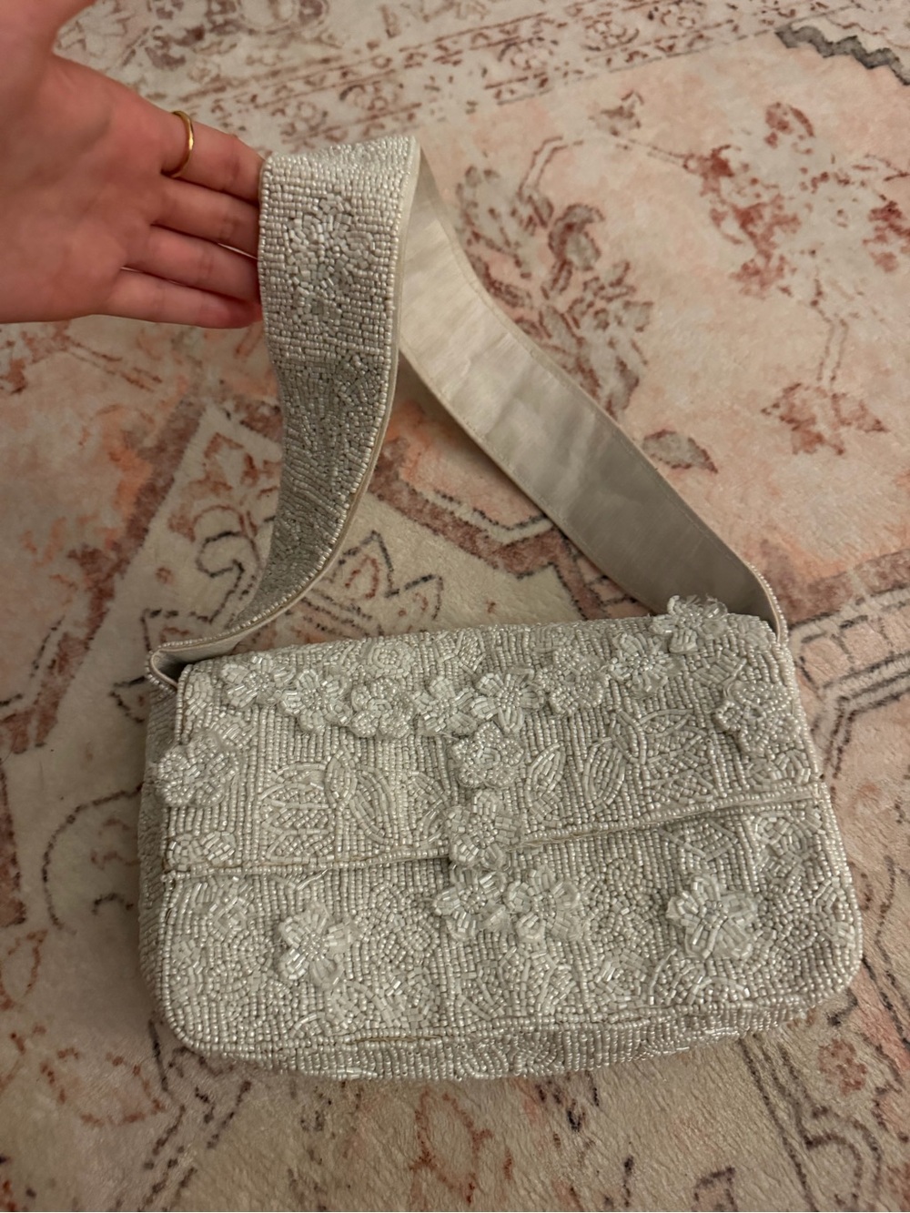 White Beaded Purse